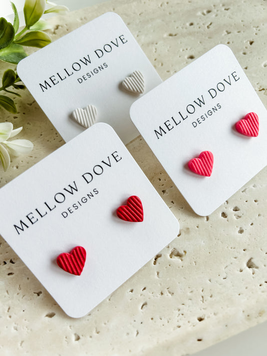 Ribbed Texture Heart Studs