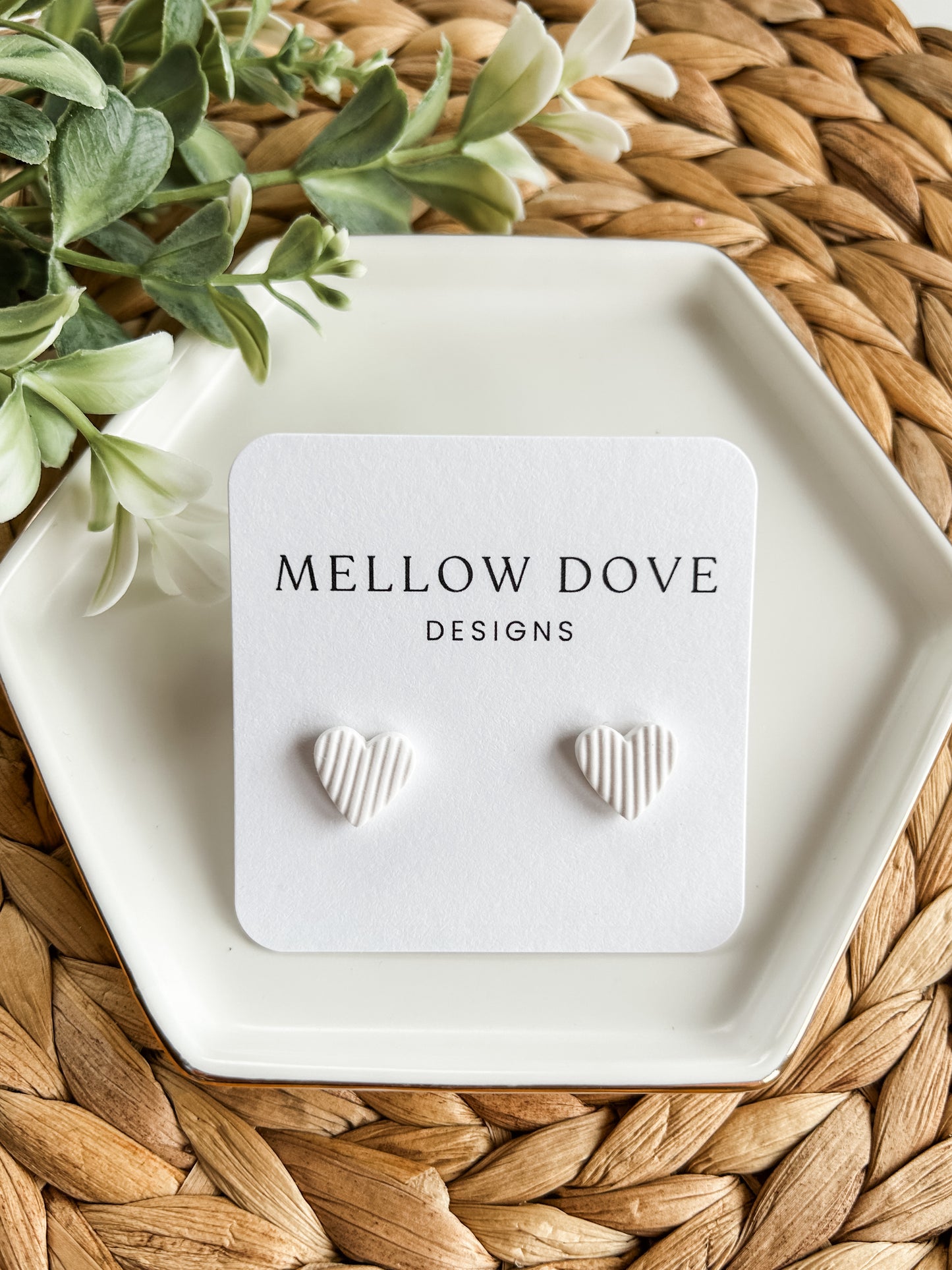 Ribbed Texture Heart Studs