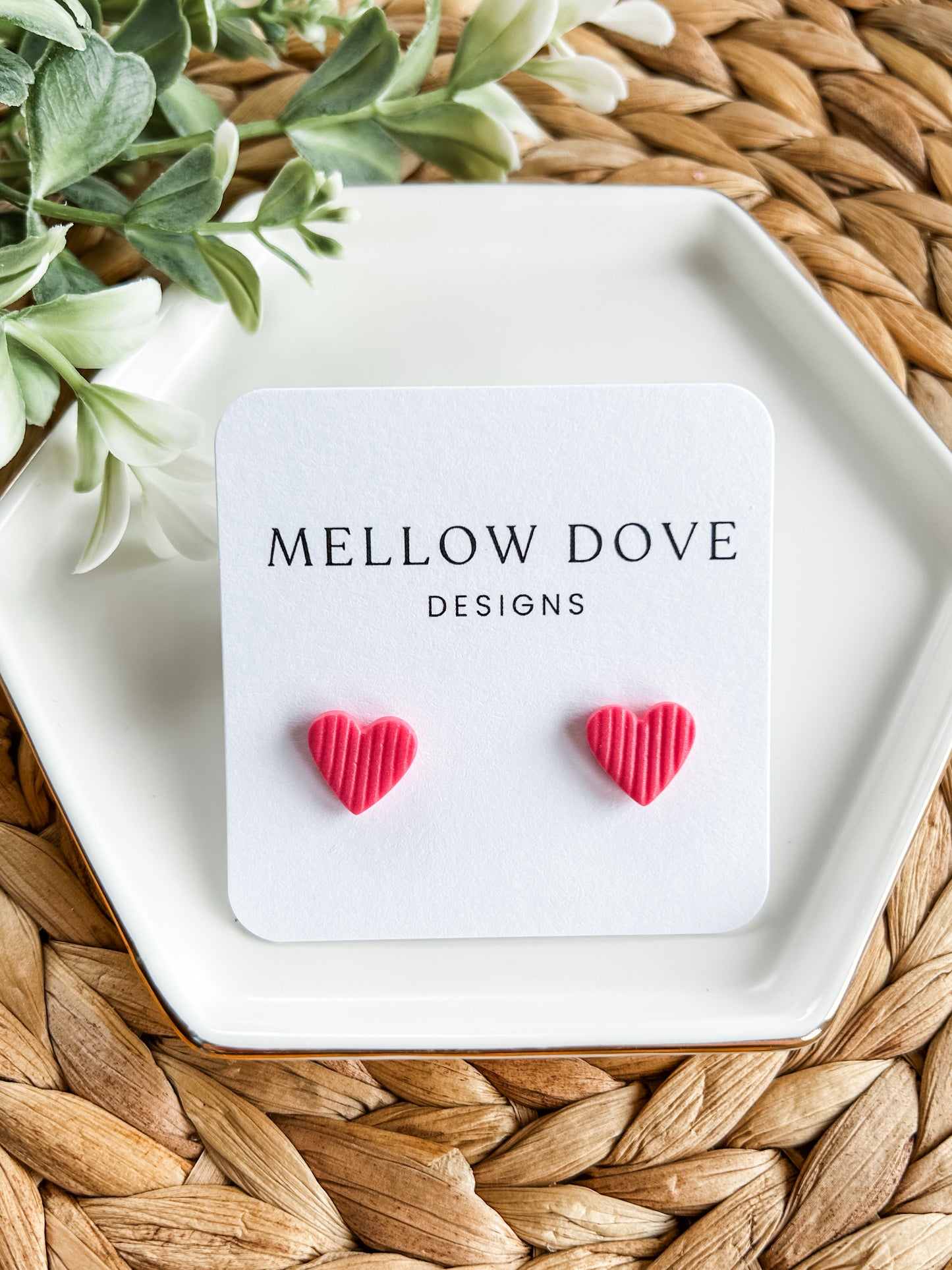 Ribbed Texture Heart Studs