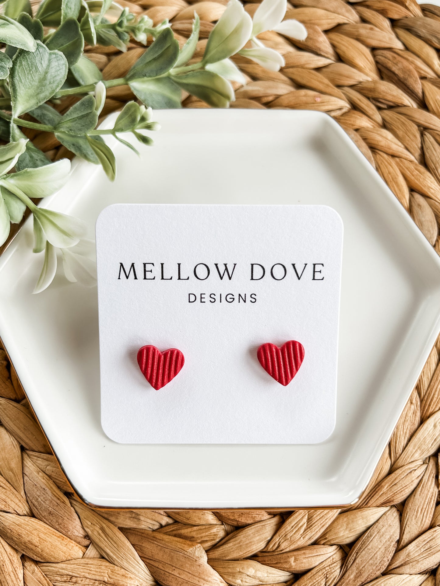Ribbed Texture Heart Studs