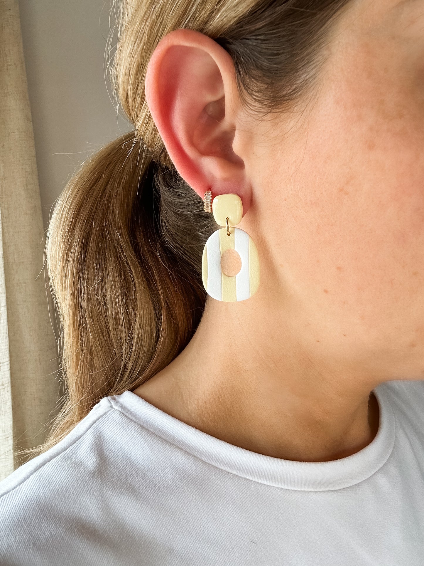 Butter Yellow Striped Earrings