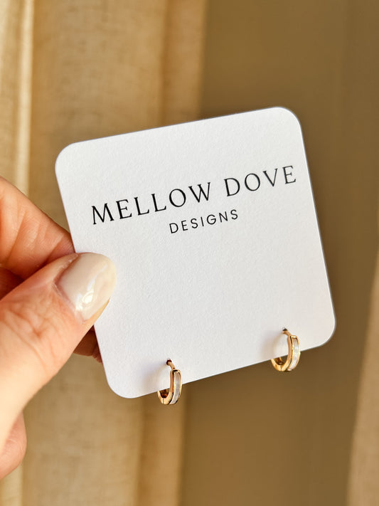 Shell Pearl Lined Huggie Hoops | 16K Gold-Filled